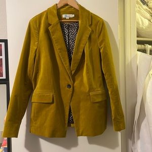 Boden Velvet Longline Blazer in Mustard size 12R